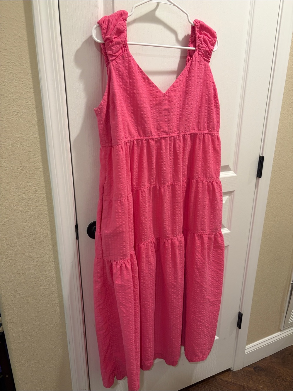 Old Navy Pink tiered maxi dress with tie-back detail
